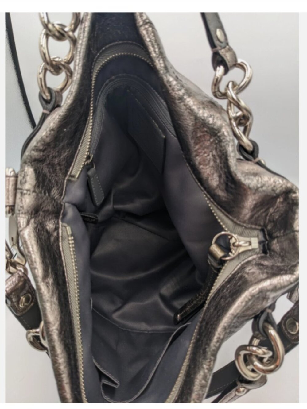 Coach Metallic Bronze Brooke Leather Pewter Hobo Bag - Picture 13 of 13